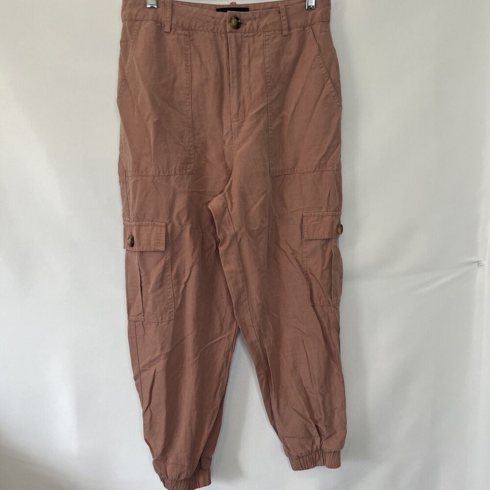 Lost April Women's Size Small Ankle Pants Pink Linen Blend Cargo
